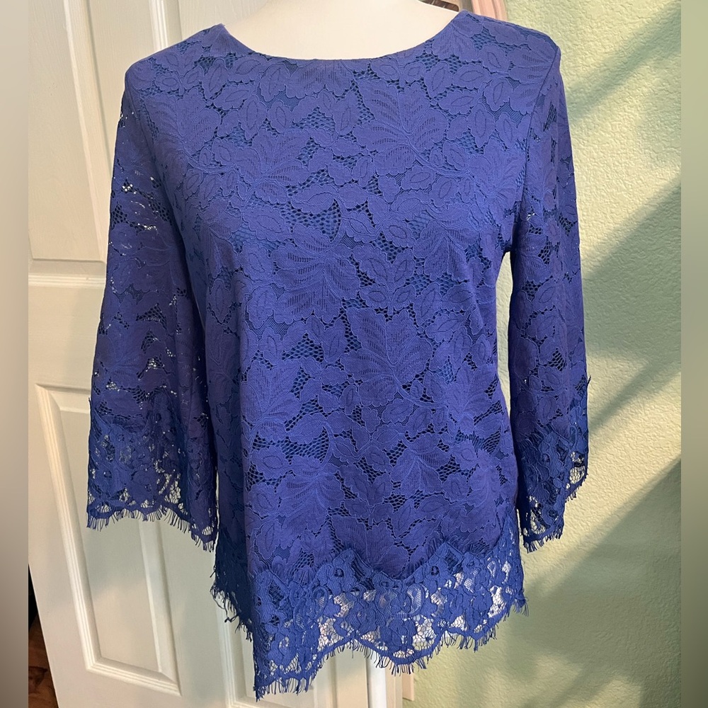 Banana Republic Royal Blue Lace Blouse